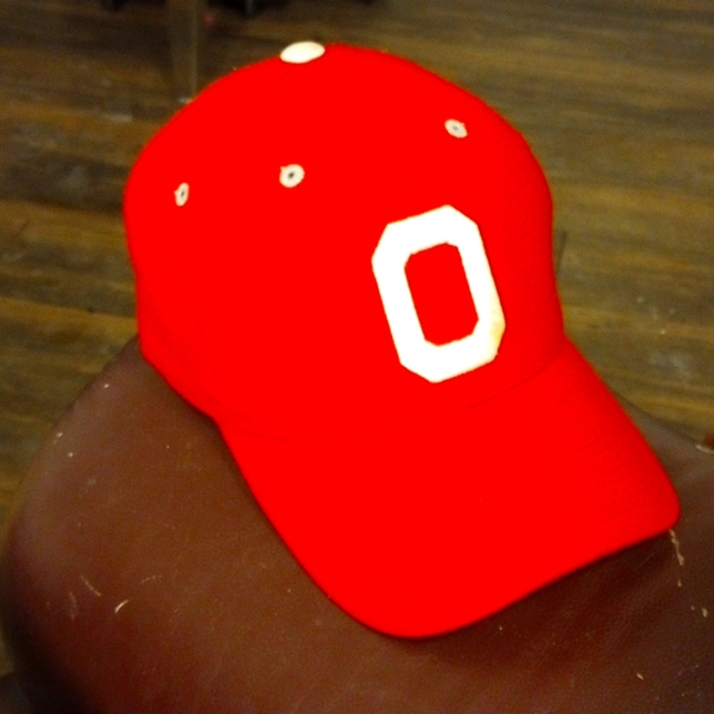 Red OSU fitted wool ball cap